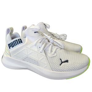 PUMA Men's Softride Enzo NXT Running Shoe, White-Spellbound-Green Glare, 7